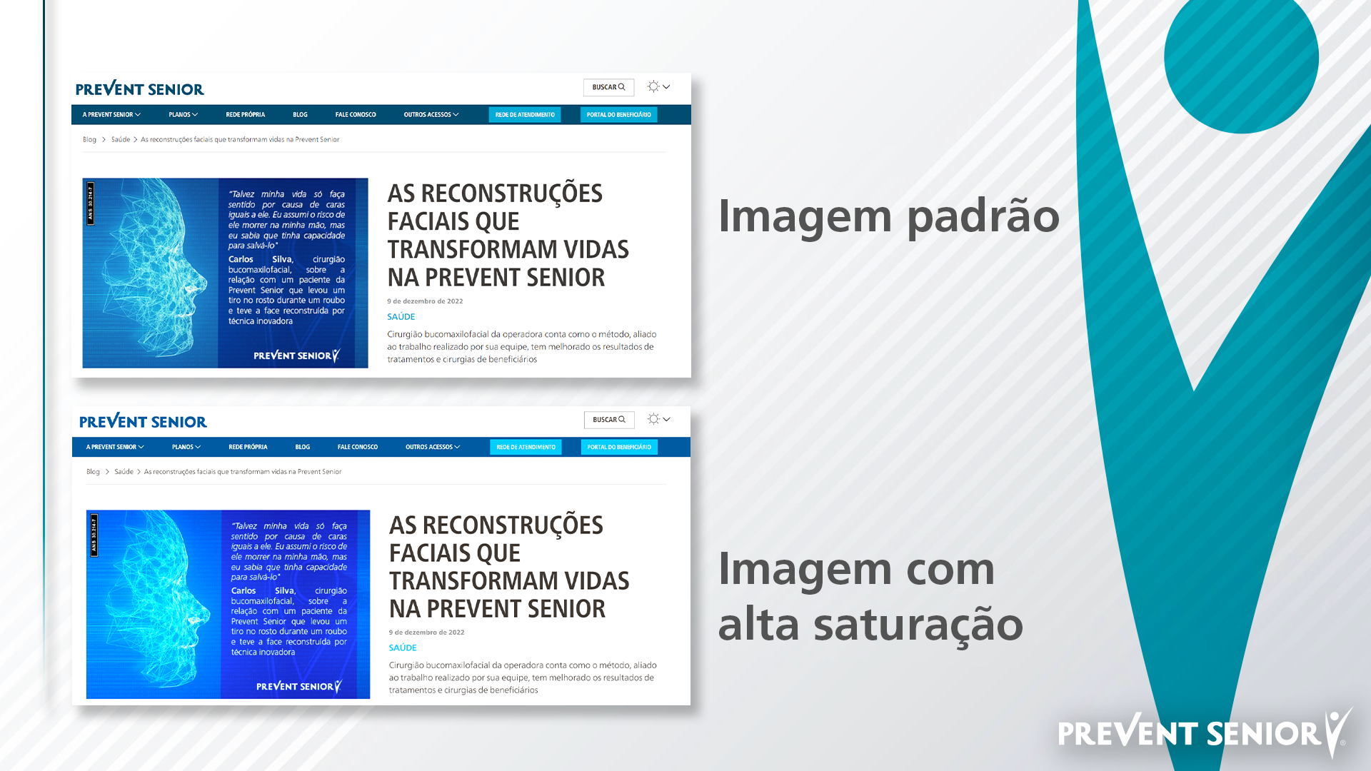 Site da Prevent Senior mais inclusivo: imagens com alta saturação.