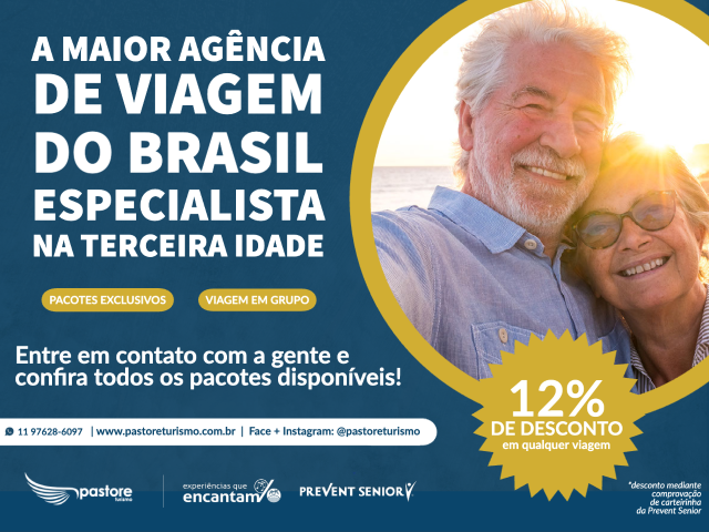 Desconto de 12% para viajar com a maior agência especializada na terceira idade