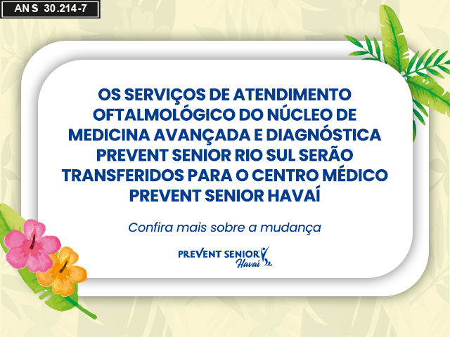 Transferência dos serviços de oftalmologia para o Centro Médico Havaí, no Rio de Janeiro, acontece no dia 13 de agosto de 2026